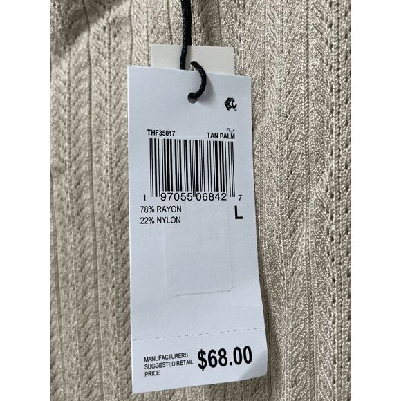 T Tahari Women's Square-Neck Flutter-Sleeve Sweater - Tan Palm L - Picture 5 of 5